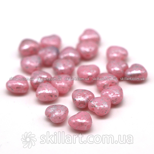 Бусины HEARTS розовый жемчужный 